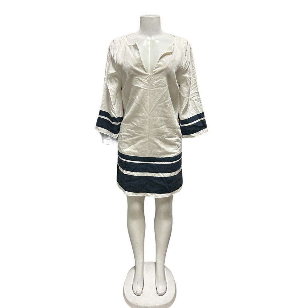 Julie Brown Women's Dress Size 2‎ – White/Navy 3/4 Sleeve